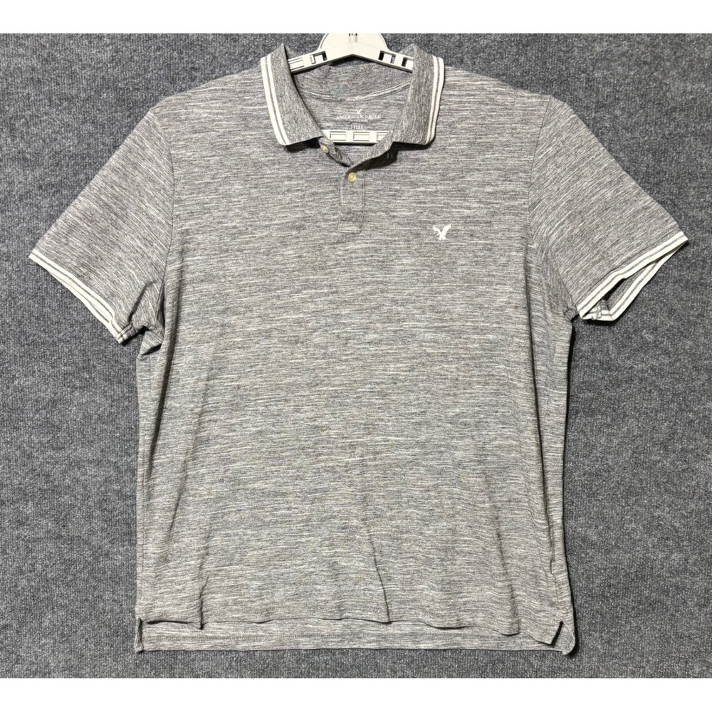 American Eagle‎ Polo Shirt Men's XXL Gray Flex Classic Fit Short Sleeve
